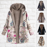 Women's Hooded Fleece Winter Jacket - Stylish Printed Design for Warmth & Comfort in Cold Weather