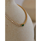 Carla Verdant Spark Tennis Bracelet – Elegant Contrast | Huna Jewelry