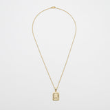 Classic Initial Necklace – 18K Gold-Plated Square Pendant | Huna Jewelry