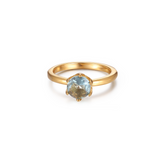 Dainty Gold-Plated Ring with Green Gemstone - Waterproof, Hypoallergenic, Adjustable