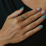 Dainty Gold-Plated Ring with Green Gemstone - Waterproof, Hypoallergenic, Adjustable