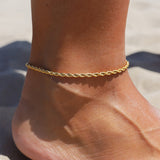Elegant Braid Gold Anklet Bracelet - Waterproof, Hypoallergenic Jewelry for Women