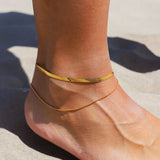 Elegant Flat Chain Anklet Bracelet - Waterproof, Hypoallergenic Jewelry for Women
