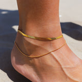 Elegant Flat Chain Anklet Bracelet - Waterproof, Hypoallergenic Jewelry for Women