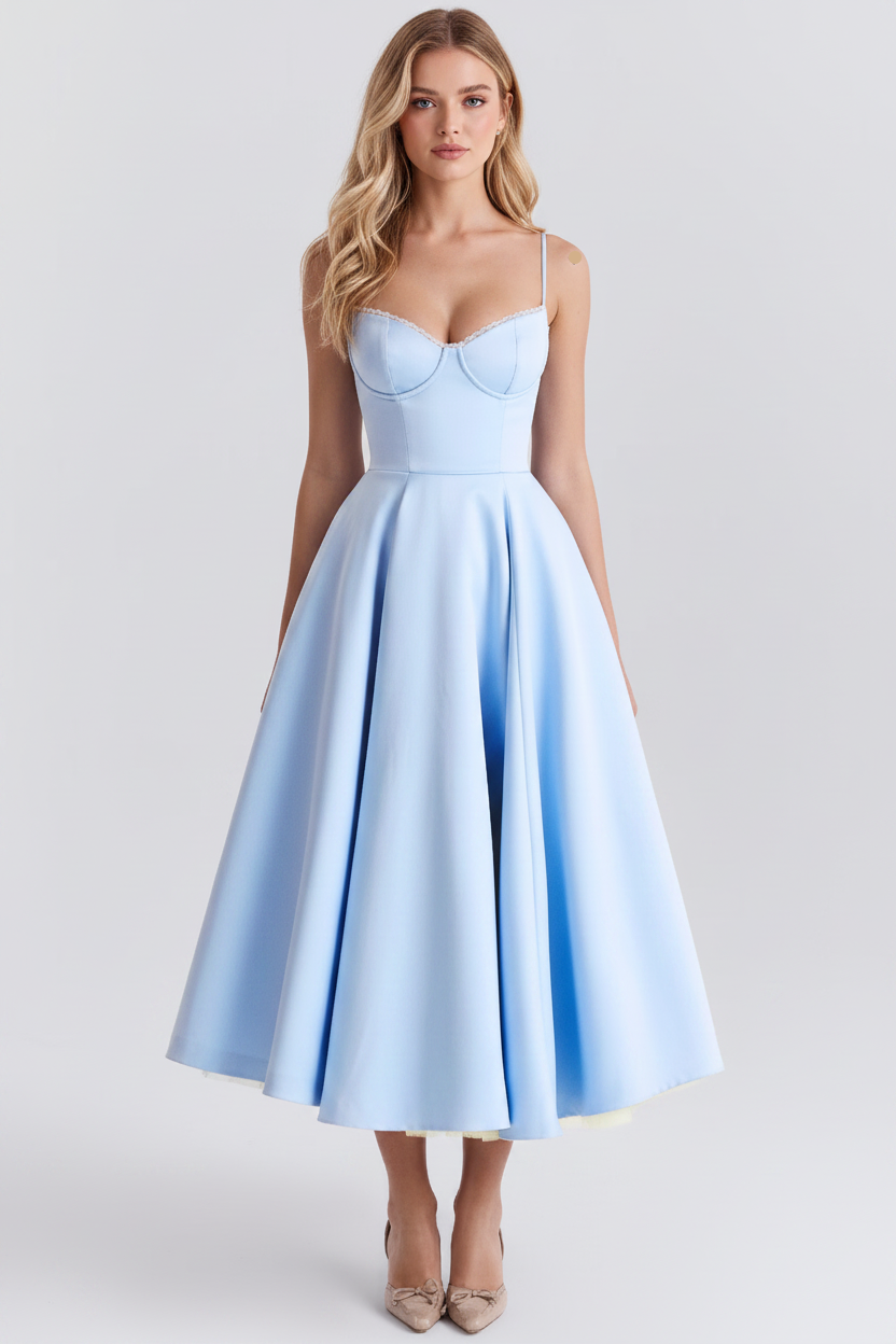 The Colette – Women's Floral Thin Strap Midi Dress | Huna