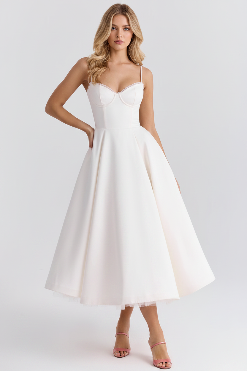 The Colette – Women's Floral Thin Strap Midi Dress | Huna