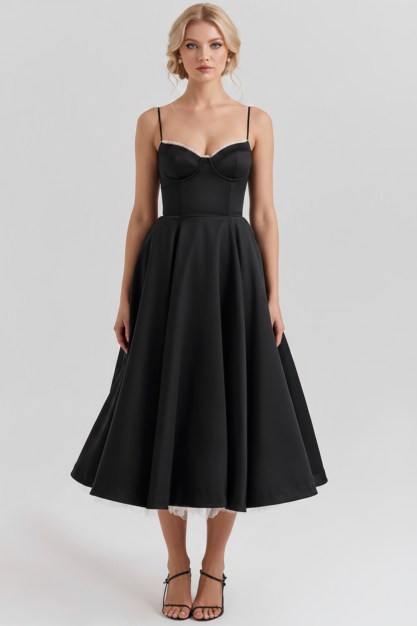 The Colette – Women's Floral Thin Strap Midi Dress | Huna