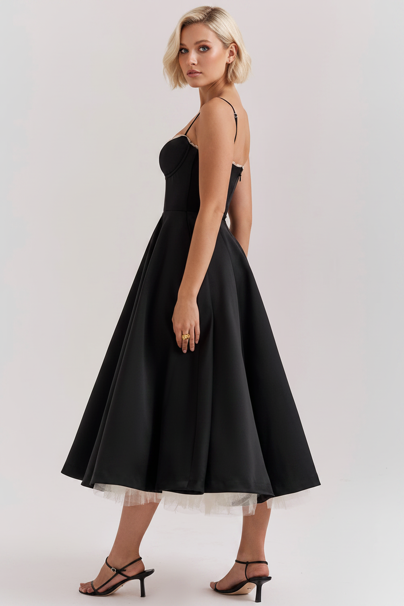The Colette – Women's Floral Thin Strap Midi Dress | Huna