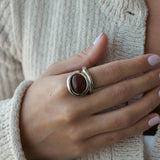 Elegant Gold-Plated Cocktail Ring - Waterproof, Durable, Adjustable Size