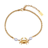 Elegant Gold-Plated Crab Bracelet - Hypoallergenic, Waterproof, Timeless Design
