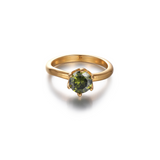 Elegant Green Gem Ring - Waterproof, Hypoallergenic, Gold-Plated Stainless Steel