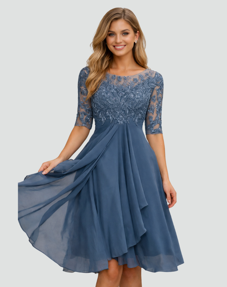 The Isolde – Women's Lace & Tulle Midi Dress | Huna