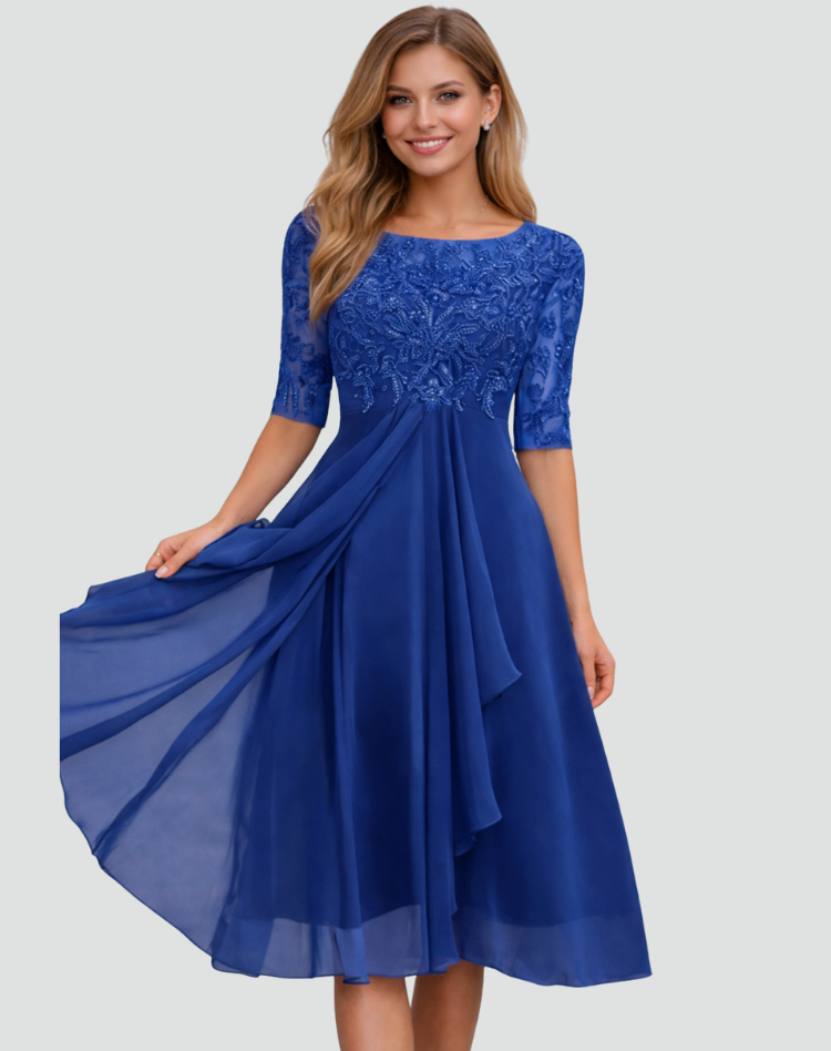 The Isolde – Women's Lace & Tulle Midi Dress | Huna