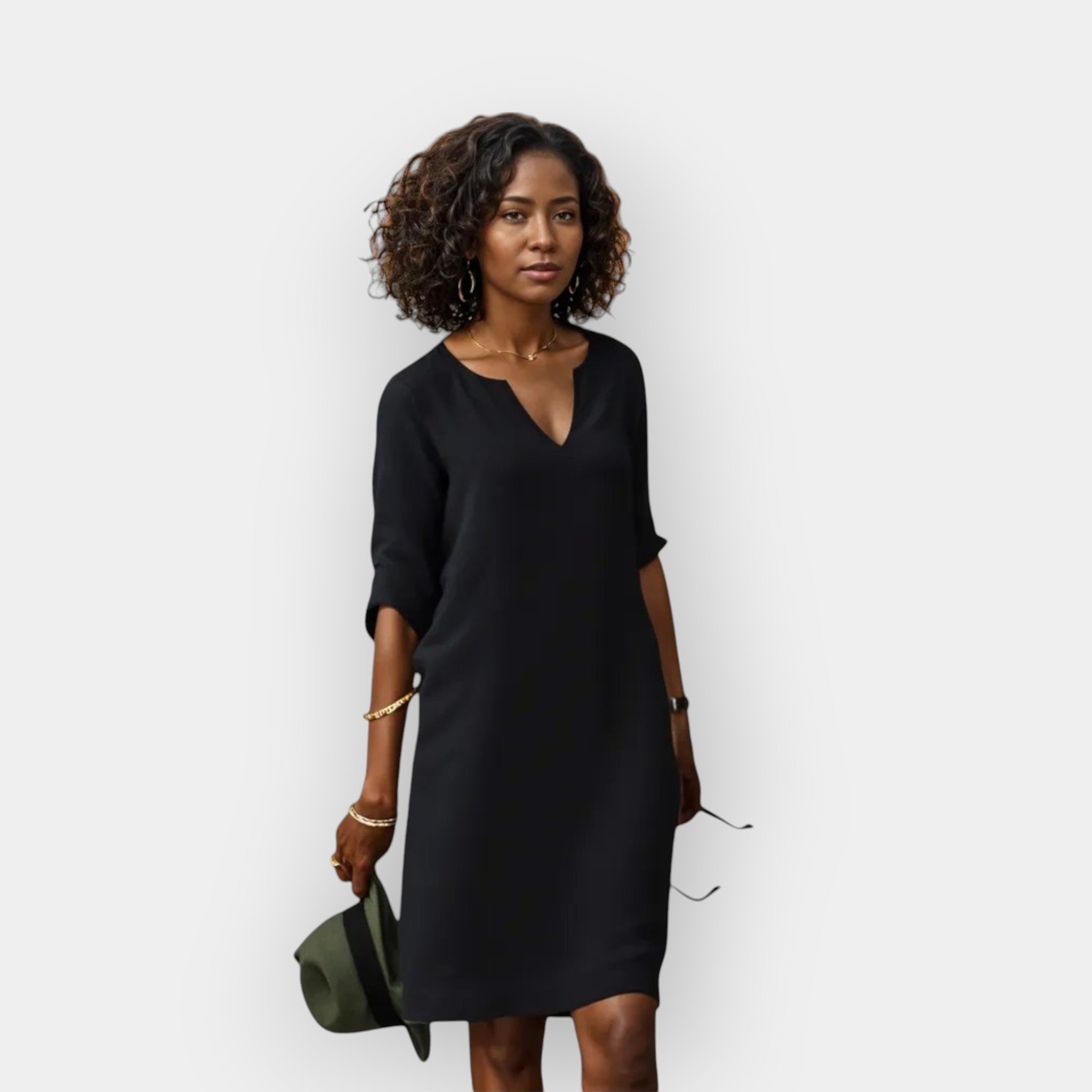 The Celeste – Women's V-Neck Midi Dress | Huna