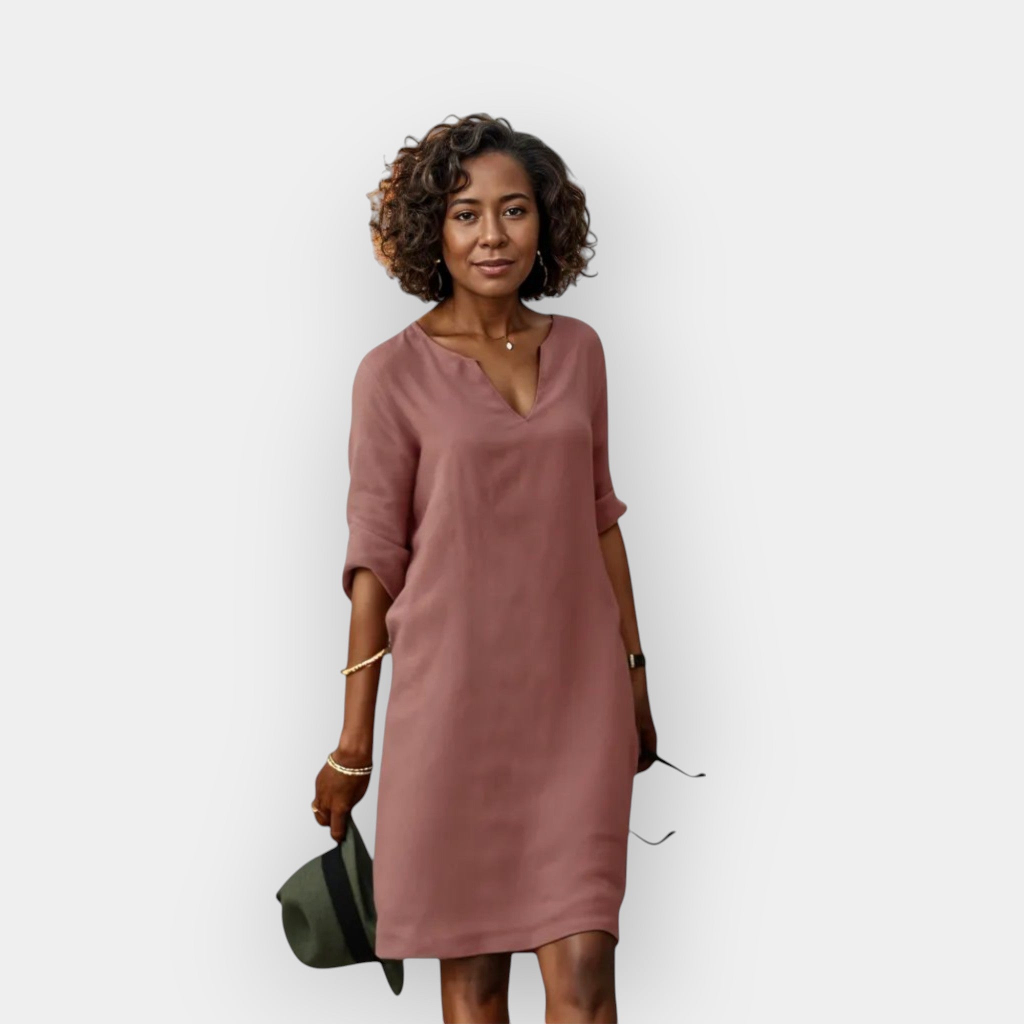 The Celeste – Women's V-Neck Midi Dress | Huna
