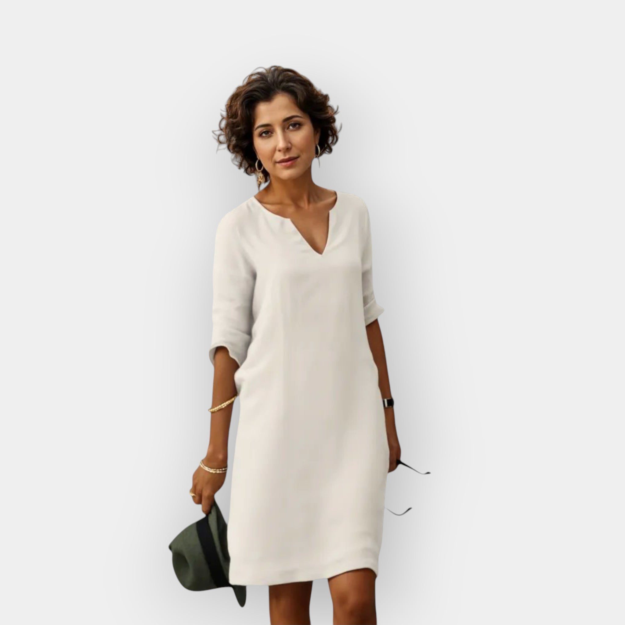 The Celeste – Women's V-Neck Midi Dress | Huna