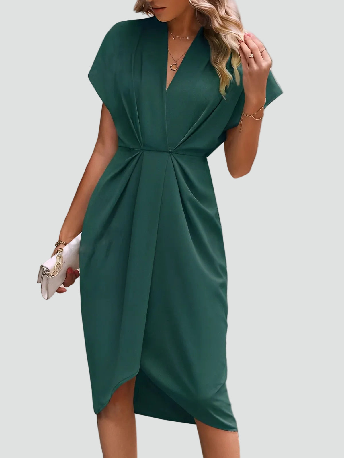 The Daphne – Women's Wrap V-Neck Midi Dress | Huna