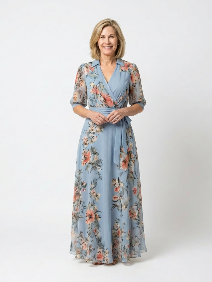 Elowen – Women's Floral Wrap V-Neck Maxi Dress | Huna