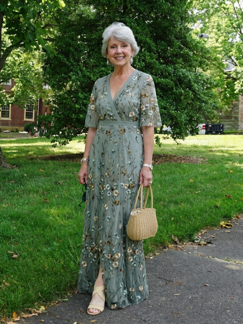 Evadne – Women's Floral V-Neck Maxi Dress | Huna