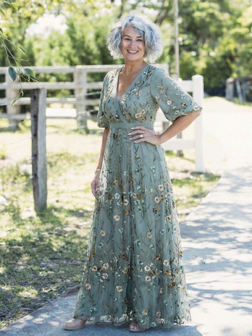 Evadne – Women's Floral V-Neck Maxi Dress | Huna
