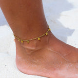 Gold-Plated Coin Anklet for Women - Waterproof, Hypoallergenic, Minimalist Jewelry
