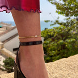 Gold-Plated Square Charm Anklet - Waterproof & Tarnish-Resistant Anklet Bracelet for Women