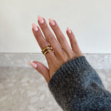 Gold-Plated Stainless Steel Dainty Ring - Waterproof, Hypoallergenic, Everyday Luxury