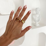 Gold-Plated Stainless Steel Dainty Ring - Waterproof, Hypoallergenic, Everyday Luxury