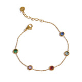 Wilma CZ Round Charm Bracelet – Dainty Sparkling Jewelry | Huna Jewelry