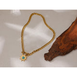 Georgia Sun Pendant Necklace – 18K Gold Cuban Chain | Huna Jewelry