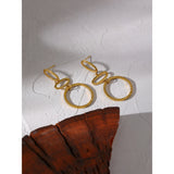 Darina Geometric Round Dangle Earrings – Minimalist Gold Stainless Steel | Huna Jewelry