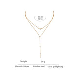 Evelyn Y Drop Necklace – Layered Chain with Cubic Zirconia Charms | Huna Jewelry