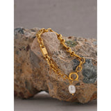 Olga Gold Chain Bracelet – Modern Design with Natural Pearl | Huna Jewelry