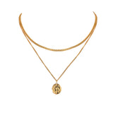 Sadie Layered Pendant Necklace – Textured Gold Statement Jewelry | Huna Jewelry