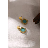 Jade Green Square Drop Earrings – Bold Natural Stone Statement | Huna Jewelry