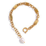 Olga Gold Chain Bracelet – Modern Design with Natural Pearl | Huna Jewelry