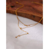 Evelyn Y Drop Necklace – Layered Chain with Cubic Zirconia Charms | Huna Jewelry