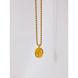 Zarina Oval Pendant Necklace – Engraved Floral Charm Jewelry | Huna Jewelry