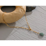 Nilda Natural Stone Pendant Necklace – Adjustable Link Chain | Huna Jewelry