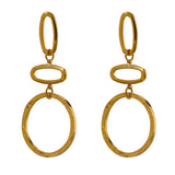 Darina Geometric Round Dangle Earrings – Minimalist Gold Stainless Steel | Huna Jewelry