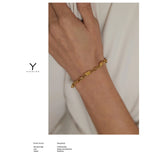 Olga Gold Chain Bracelet – Modern Design with Natural Pearl | Huna Jewelry