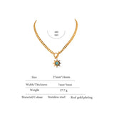 Georgia Sun Pendant Necklace – 18K Gold Cuban Chain | Huna Jewelry