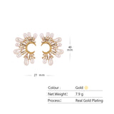 Dallas Pearl Flower Earrings – Elegant Studs for Daily Chic Style | Huna Jewelry