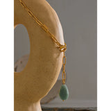 Nilda Natural Stone Pendant Necklace – Adjustable Link Chain | Huna Jewelry