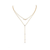 Evelyn Y Drop Necklace – Layered Chain with Cubic Zirconia Charms | Huna Jewelry
