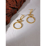 Darina Geometric Round Dangle Earrings – Minimalist Gold Stainless Steel | Huna Jewelry