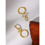 Darina Geometric Round Dangle Earrings – Minimalist Gold Stainless Steel | Huna Jewelry