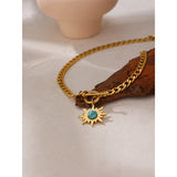 Georgia Sun Pendant Necklace – 18K Gold Cuban Chain | Huna Jewelry