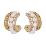 Celia Pearl Hoop Earrings – Glamorous with Cubic Zirconia Sparkle | Huna Jewelry