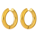 Kayla Minimalist Round Hoop Earrings – Sleek Hollow Design for Everyday Style | Huna Jewelry